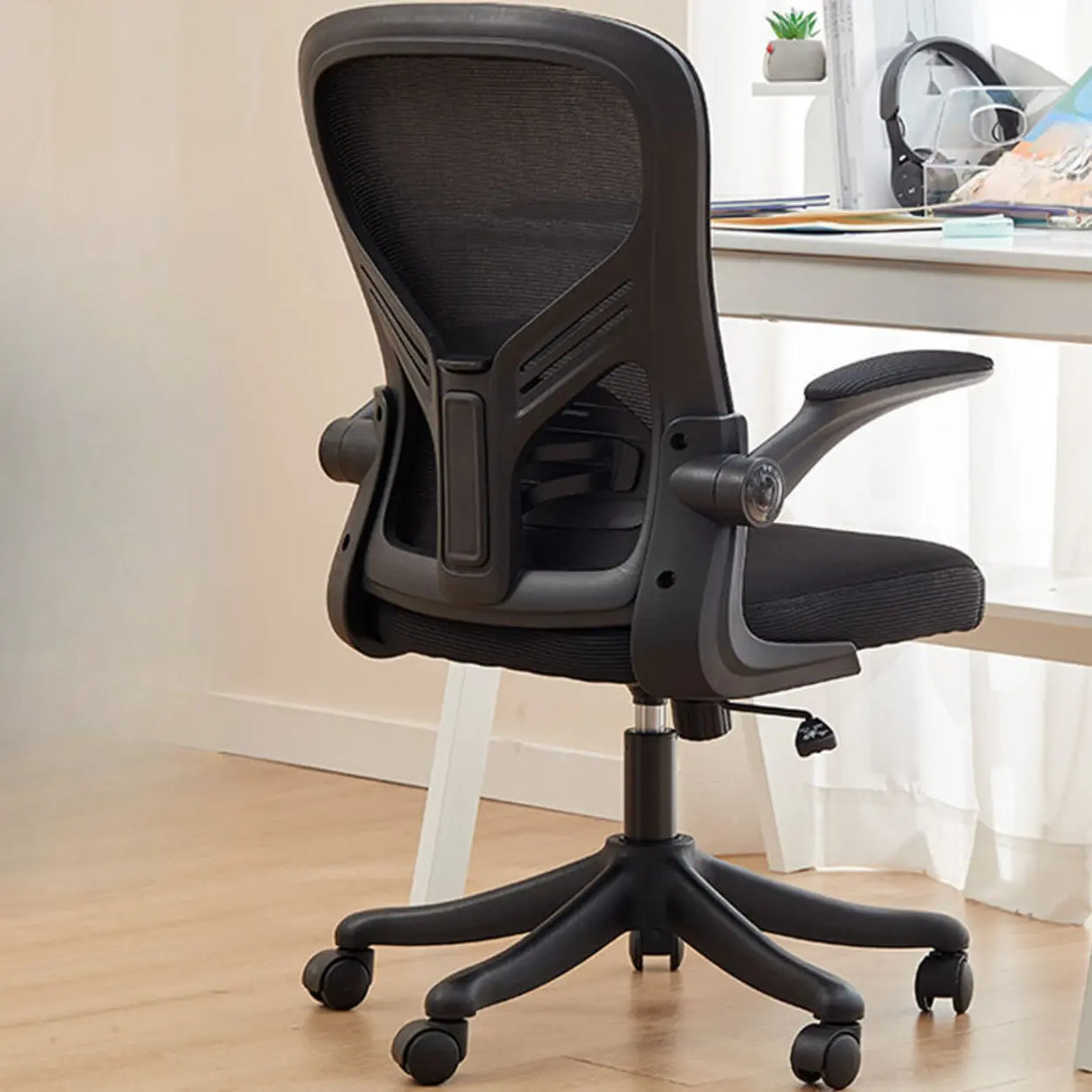 Nylon Ergonomic Mesh White Adjustable Compact Office Chair Image - 6