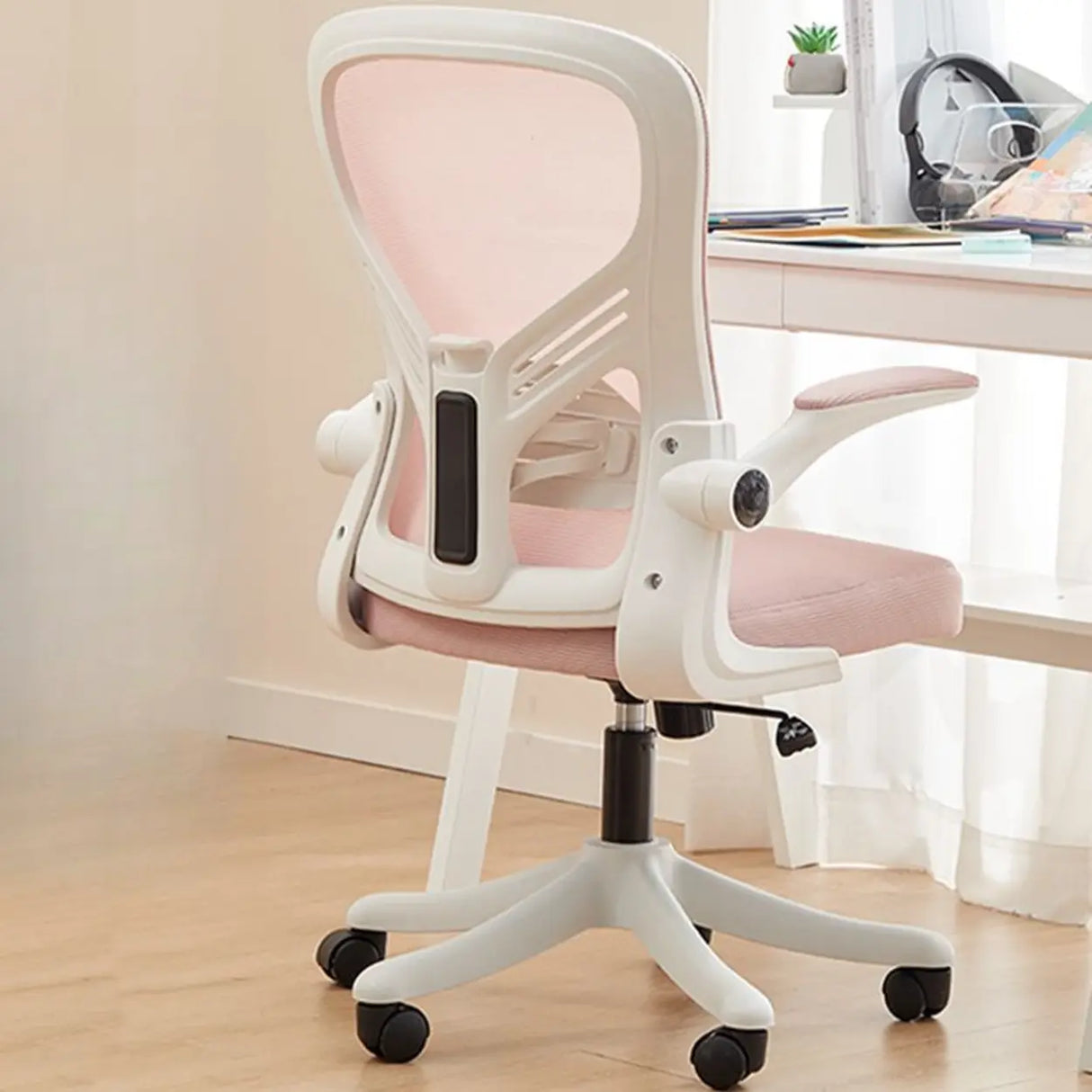 Nylon Ergonomic Mesh White Adjustable Compact Office Chair Image - 8