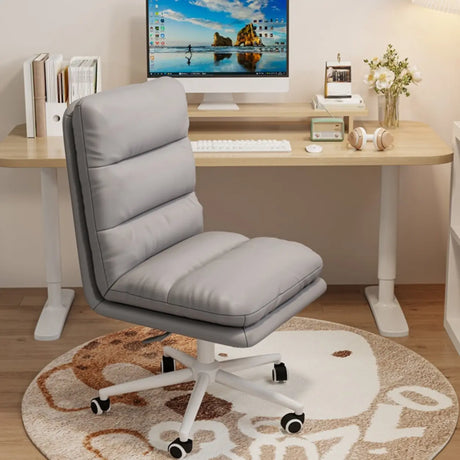 Nylon Frame Swivel Faux Leather Office Chair with Casters Image - 1