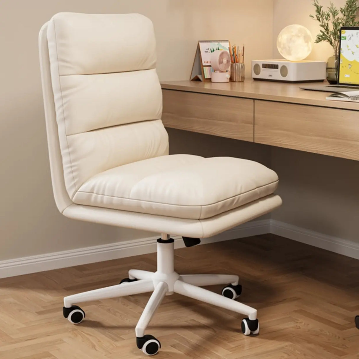Nylon Frame Swivel Faux Leather Office Chair with Casters Image - 14