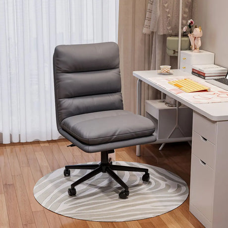 Nylon Frame Swivel Faux Leather Office Chair with Casters Image - 2