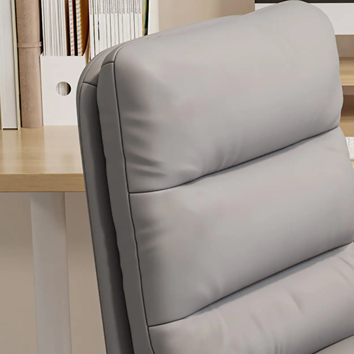 Nylon Frame Swivel Faux Leather Office Chair with Casters Image - 4