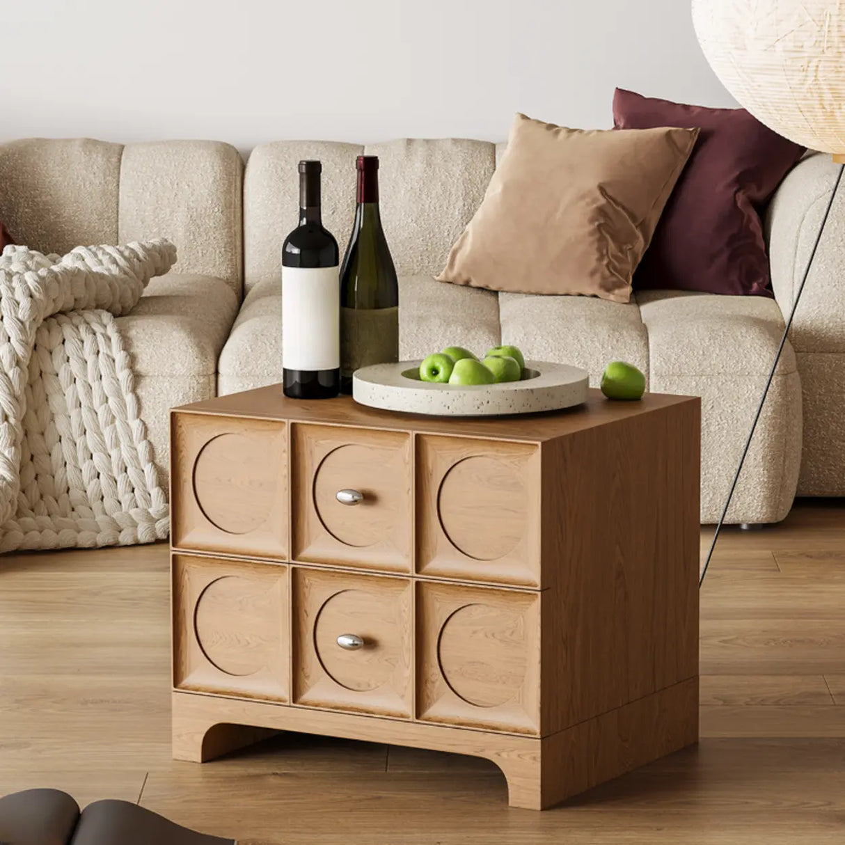 Oak 2-Drawer Storage Rectangular Wood Bedroom Nightstand Image - 4