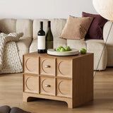 Oak 2-Drawer Storage Rectangular Wood Bedroom Nightstand Image - 4