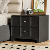 Oak 2-Drawer Storage Rectangular Wood Bedroom Nightstand Image - 7