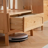 Oak Light Wood Natural Finish Coat Rack with Drawer Image - 8