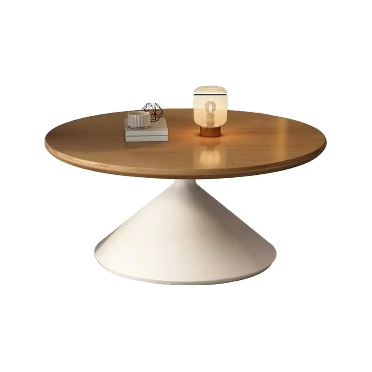 Oak Wood Orbicular Stone Nesting Small Coffee Table Image - 10