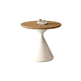 Oak Wood Orbicular Stone Nesting Small Coffee Table Image - 17