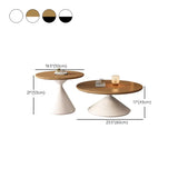 Oak Wood Orbicular Stone Nesting Small Coffee Table Image - 21