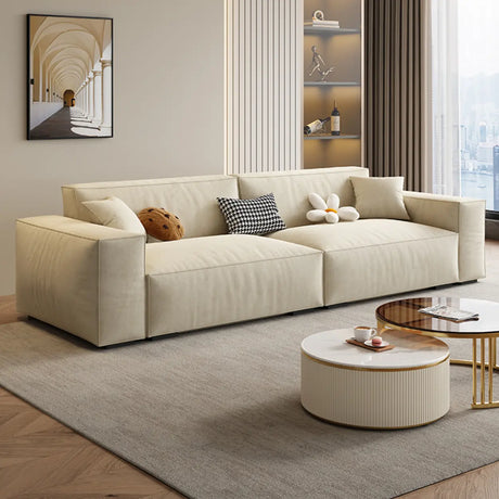 Off-White Anti Cat Scratch Fabric Tight Back Sofa Image - 1