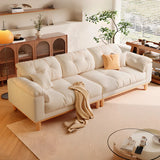 Off-White Anti Cat Scratch Velvet Tufted Back Sofa Image - 3