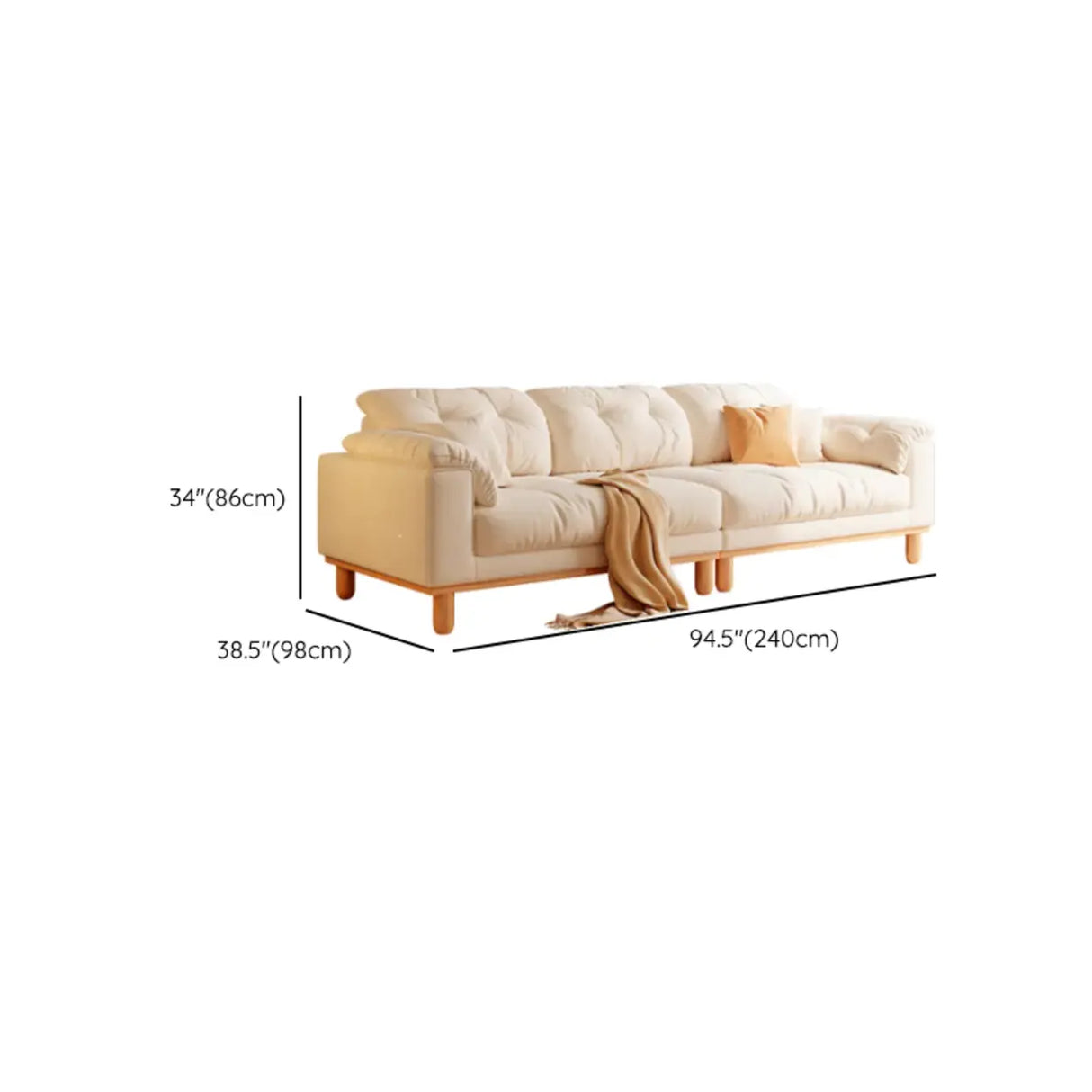 Off-White Anti Cat Scratch Velvet Tufted Back Sofa 