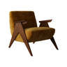 Off-White Chenille Fixed Back Wood Frame Accent Chair Image - 3