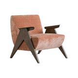Off-White Chenille Fixed Back Wood Frame Accent Chair Image - 9