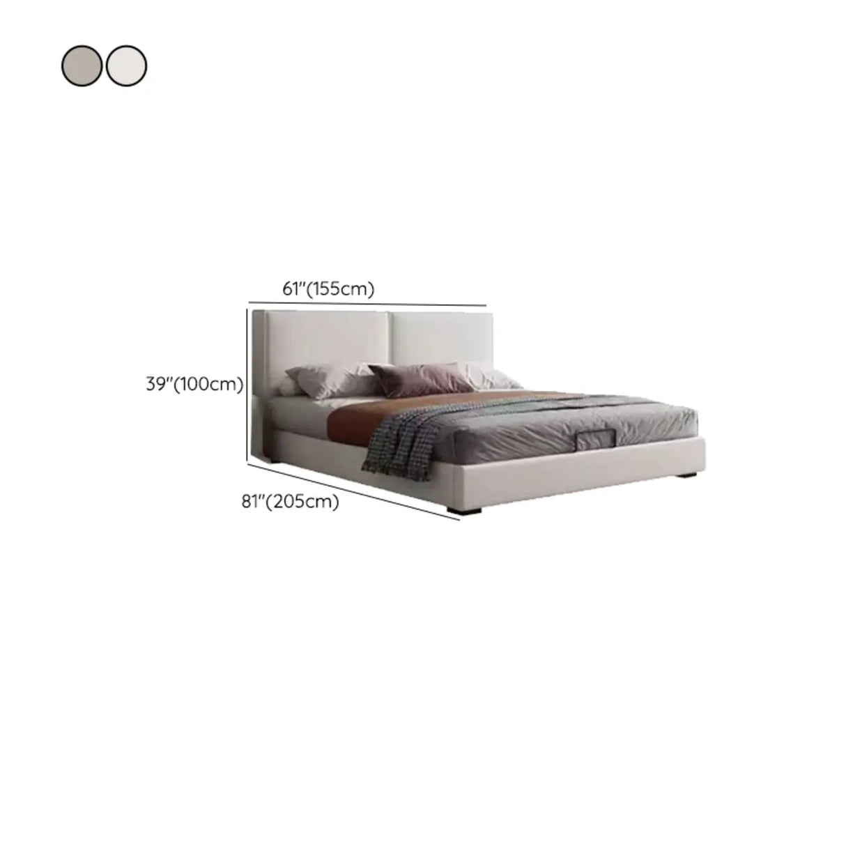 Off-White Comfort Queen Modern Upholstered Storage Bed 