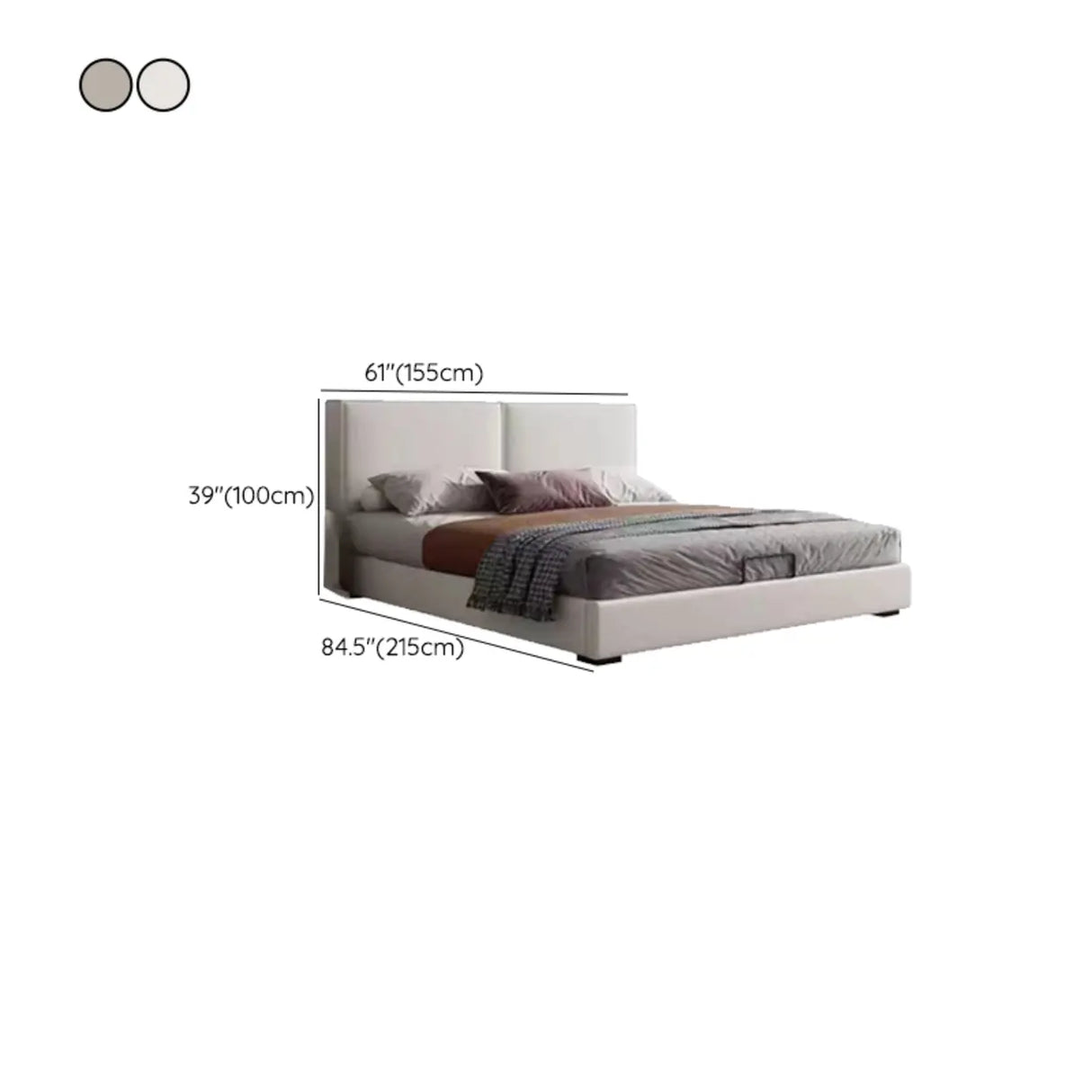 Off-White Comfort Queen Modern Upholstered Storage Bed Image - 12