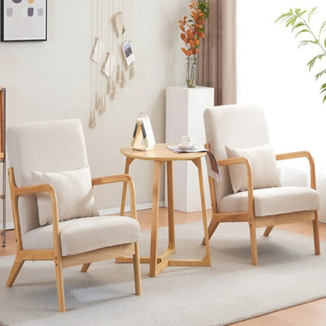 Off-White Cotton Linen Removable Cushions Arm Chair Image - 1