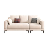 Off-White Cotton Linen Square Arm Pillow Back Sofa Image - 6