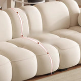 Off-White Cow Leather Sewn Pillow Back Foam Fill Sofa Image - 12