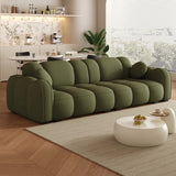 Off-White Cow Leather Sewn Pillow Back Foam Fill Sofa Image - 13