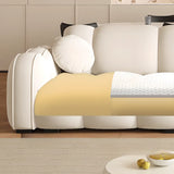 Off-White Cow Leather Sewn Pillow Back Foam Fill Sofa Image - 14