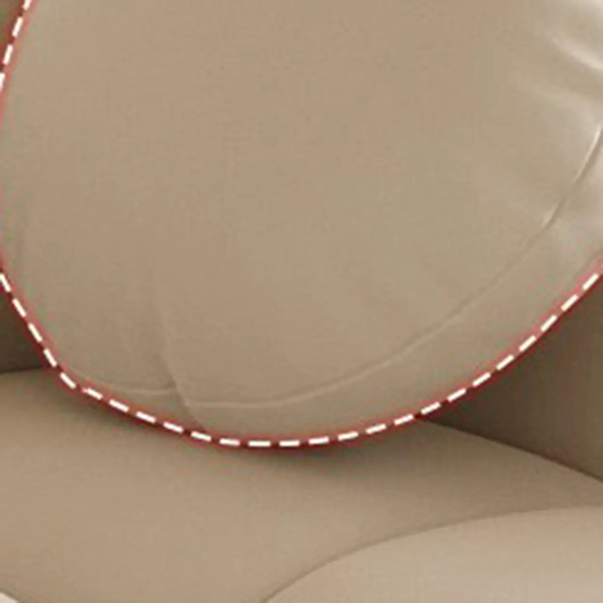 Off-White Cow Leather Sewn Pillow Back Foam Fill Sofa Image - 15