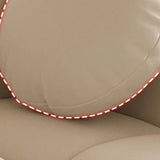 Off-White Cow Leather Sewn Pillow Back Foam Fill Sofa Image - 15