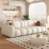 Off-White Cow Leather Sewn Pillow Back Foam Fill Sofa Image - 17