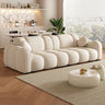 Off-White Cow Leather Sewn Pillow Back Foam Fill Sofa Image - 2