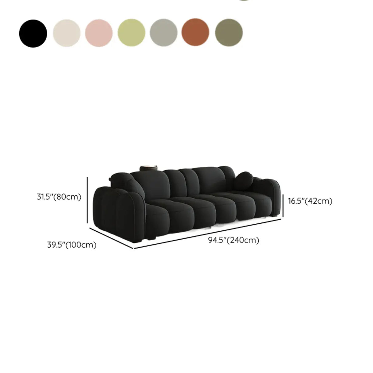 Off-White Cow Leather Sewn Pillow Back Foam Fill Sofa 