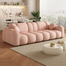 Off-White Cow Leather Sewn Pillow Back Foam Fill Sofa Image - 3