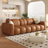 Off-White Cow Leather Sewn Pillow Back Foam Fill Sofa Image - 8