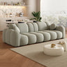 Off-White Cow Leather Sewn Pillow Back Foam Fill Sofa Image - 9