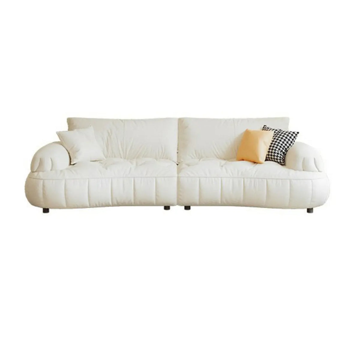 Off-White Eco-Leather Pillow Top Arm Cushion Back Sofa Image - 10