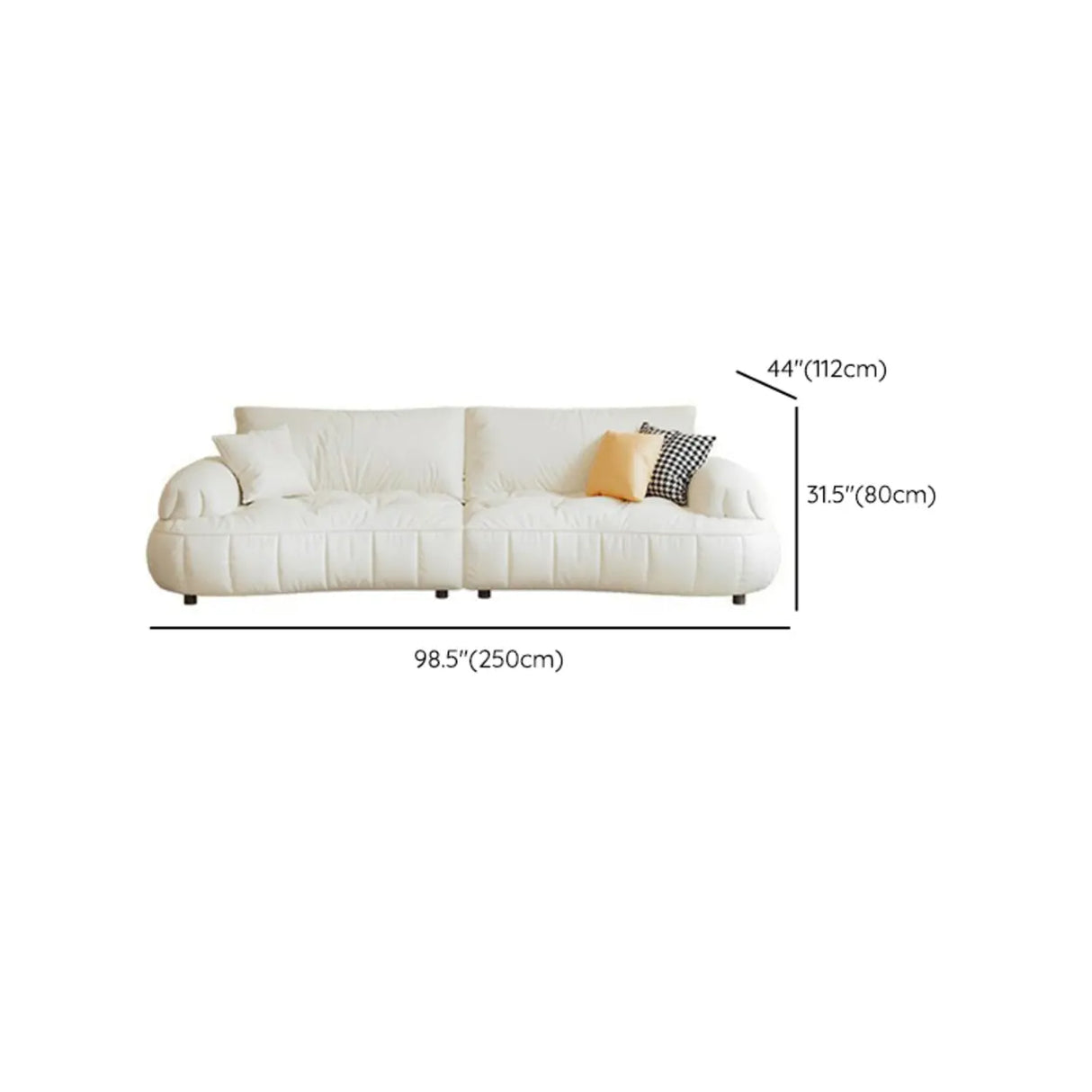 Off-White Eco-Leather Pillow Top Arm Cushion Back Sofa Image - 13
