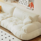 Off-White Eco-Leather Pillow Top Arm Cushion Back Sofa Image - 3