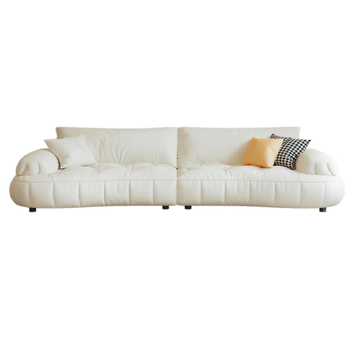 Off-White Eco-Leather Pillow Top Arm Cushion Back Sofa Image - 5