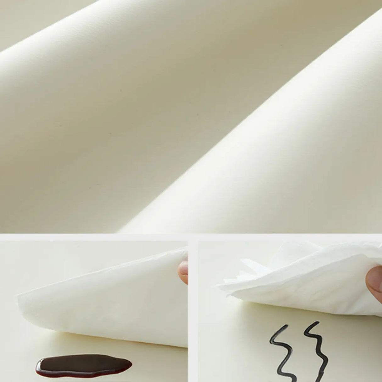 Off-White Eco-Leather Pillow Top Arm Cushion Back Sofa Image - 6