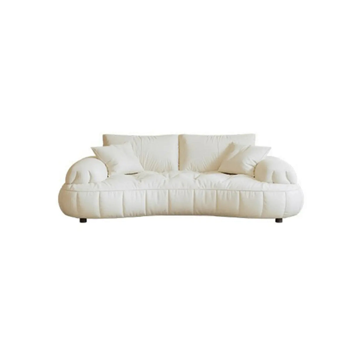 Off-White Eco-Leather Pillow Top Arm Cushion Back Sofa Image - 9