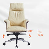 Off-White Ergonomic Modern Swivel Leather Office Chair Image - 10