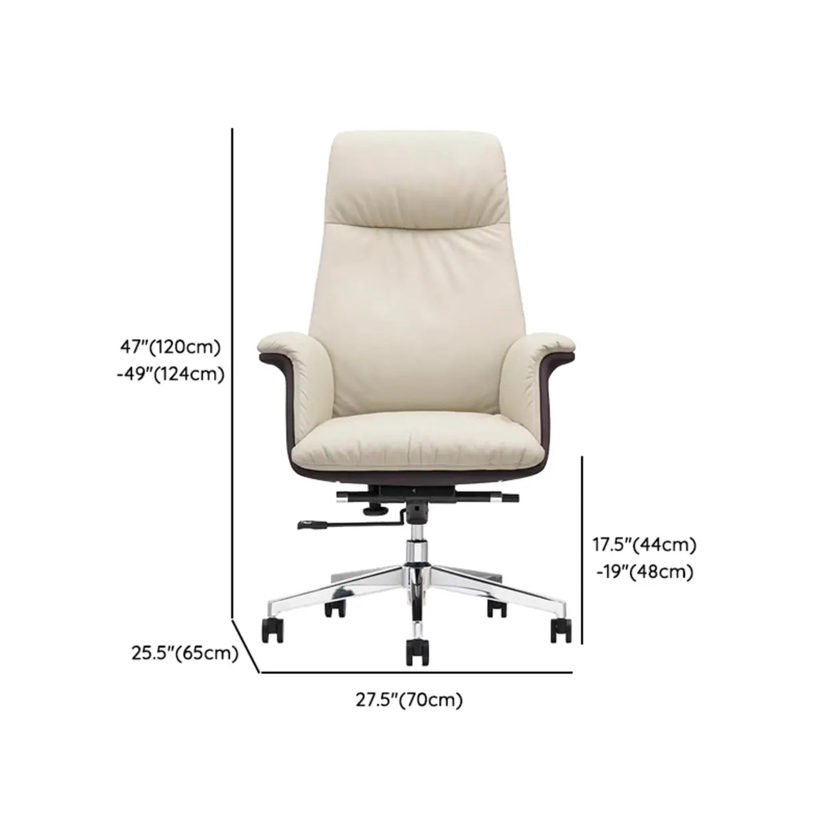 Off-White Ergonomic Modern Swivel Leather Office Chair 