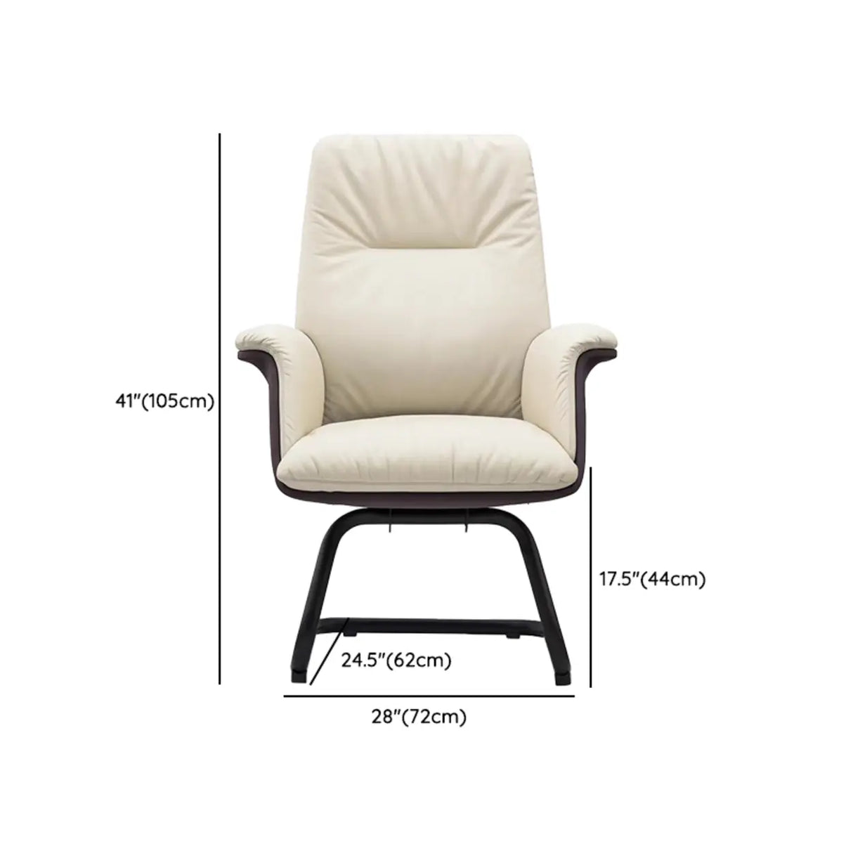 Off-White Ergonomic Modern Swivel Leather Office Chair Image - 13