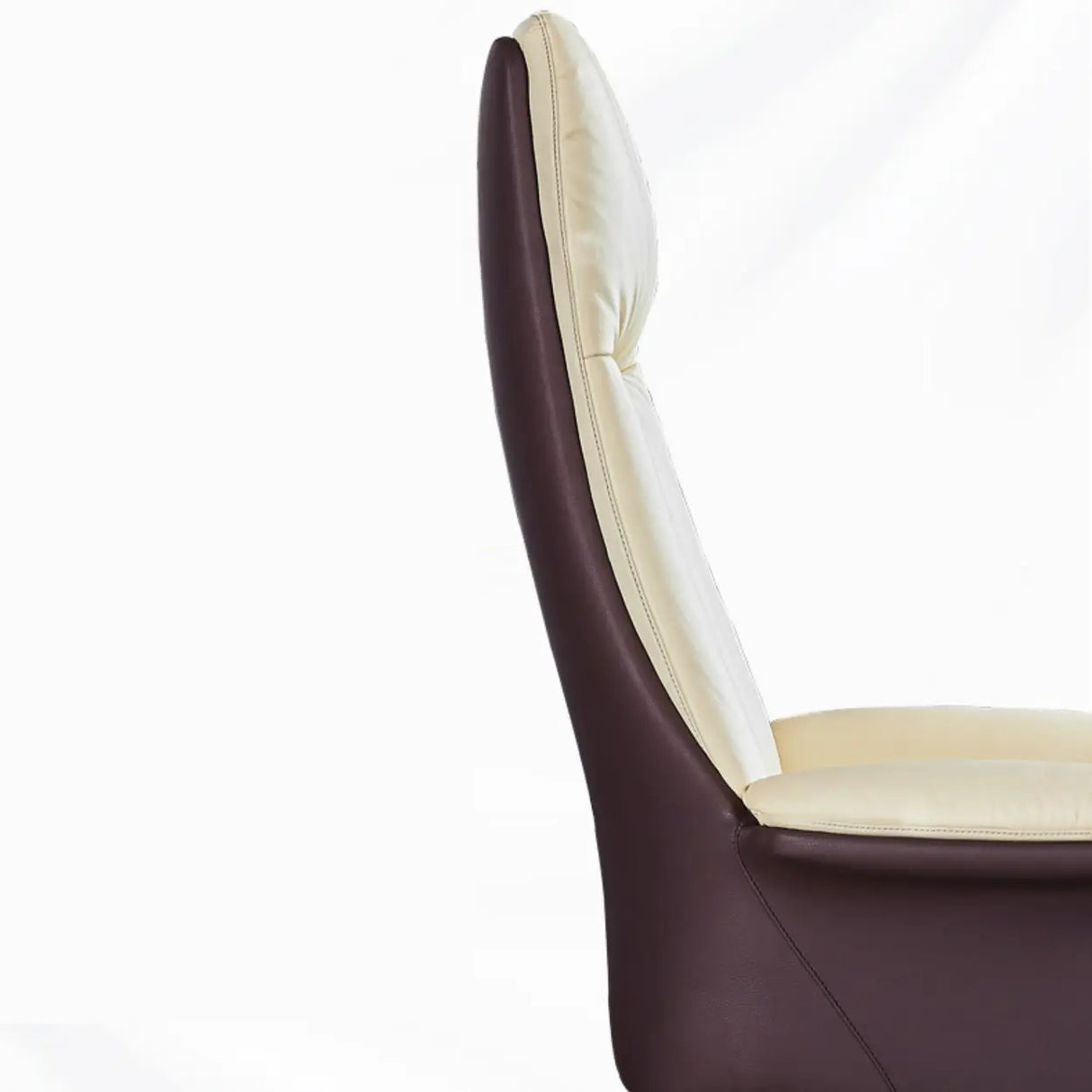Off-White Ergonomic Modern Swivel Leather Office Chair Image - 9