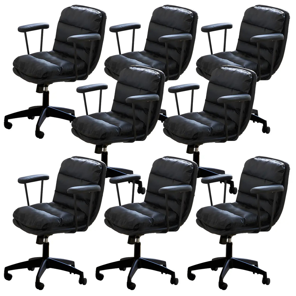 Off-White Ergonomic Modern Swivel PU Leather Office Chair Image - 10