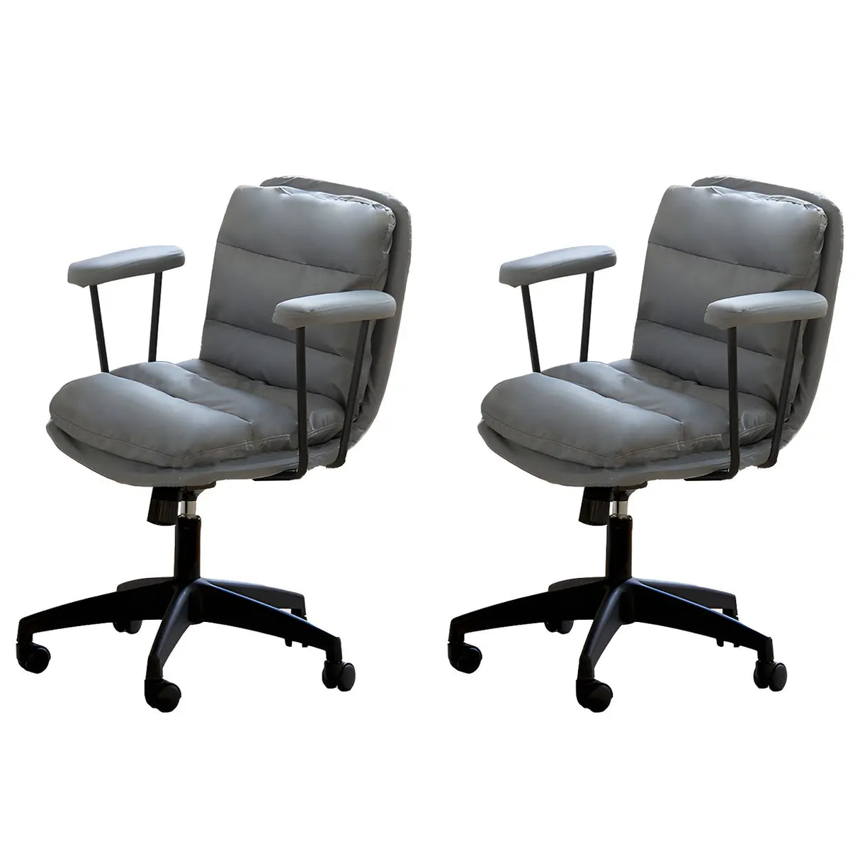 Off-White Ergonomic Modern Swivel PU Leather Office Chair Image - 14