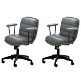 Off-White Ergonomic Modern Swivel PU Leather Office Chair Image - 14