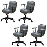 Off-White Ergonomic Modern Swivel PU Leather Office Chair Image - 16
