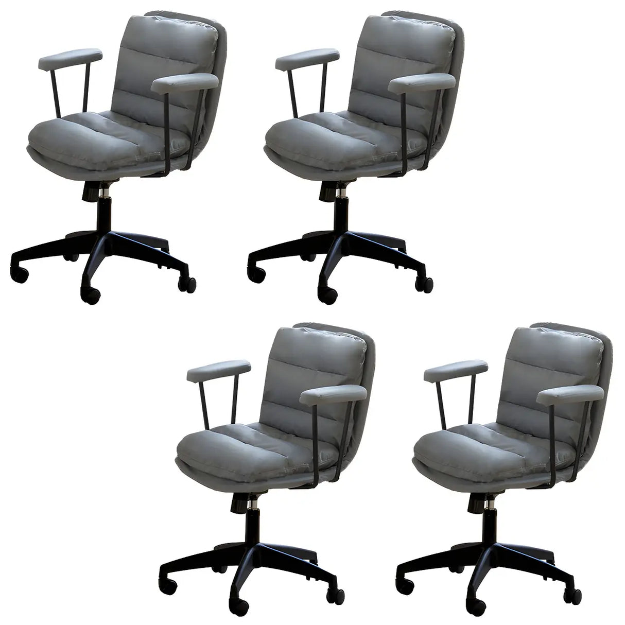 Off-White Ergonomic Modern Swivel PU Leather Office Chair Image - 16