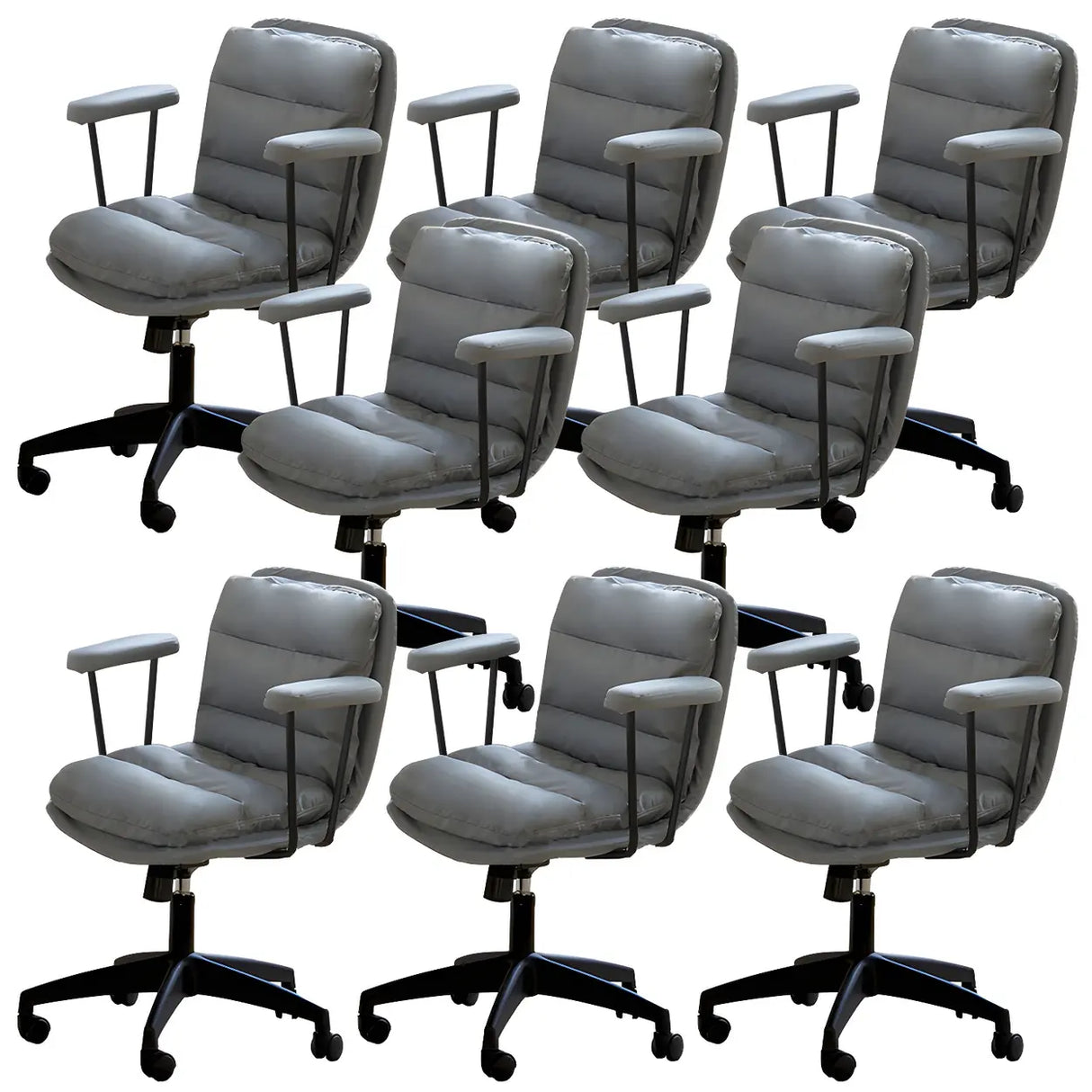 Off-White Ergonomic Modern Swivel PU Leather Office Chair Image - 20