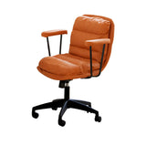 Off-White Ergonomic Modern Swivel PU Leather Office Chair Image - 21